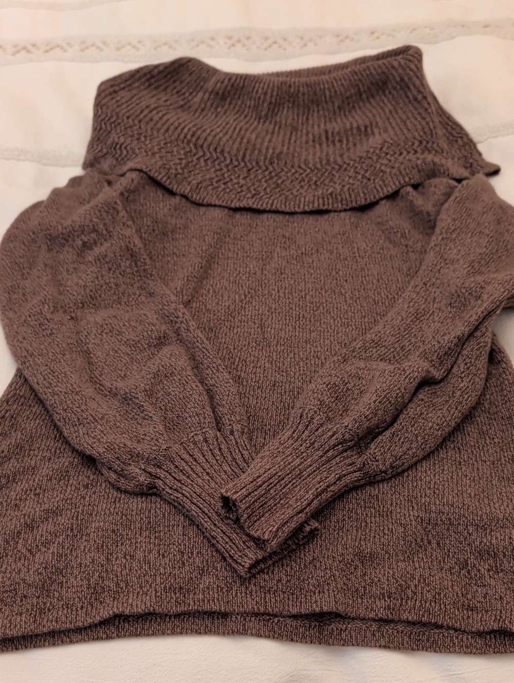cleo Brown Off-Shoulder Turtleneck Sweater